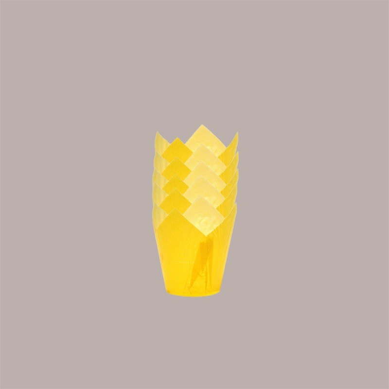 Pirottino Tulipano Monouso in Carta per Muffin Colore Giallo Fondo 50 mm H95 mm 100 Pezzi [c6c97f33]