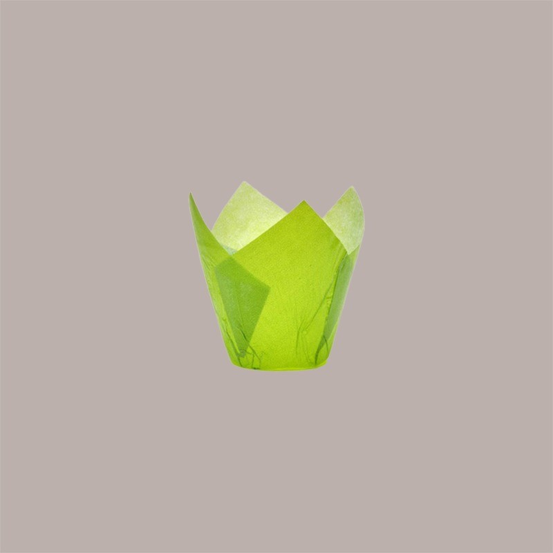 Pirottino Tulipano Monouso in Carta per Muffin Colore Verde Fondo 50 mm H95 mm 100 Pezzi [39bf5cea]