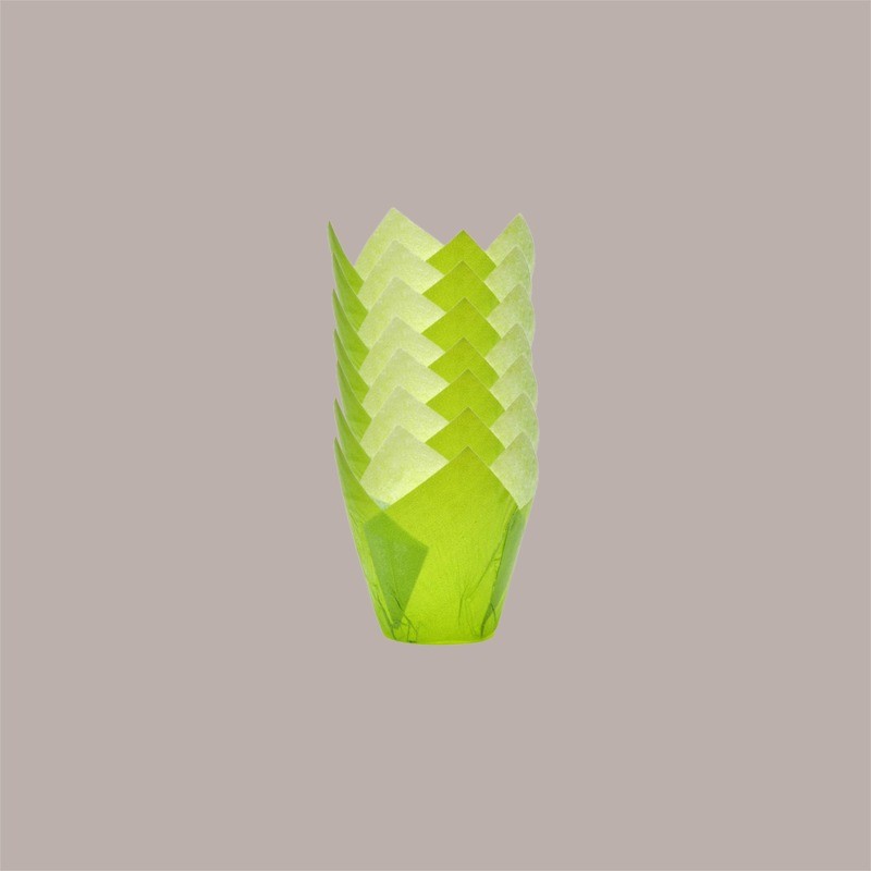 Pirottino Tulipano Monouso in Carta per Muffin Colore Verde Fondo 50 mm H95 mm 100 Pezzi [5784dee3]