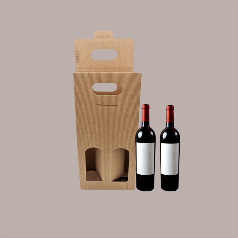 Scatola Astuccio Porta 2 Bottiglie Olio Vino 750 ml in Cartoncino Onda Avana 180x90H390mm 10 pezzi [3298737b]