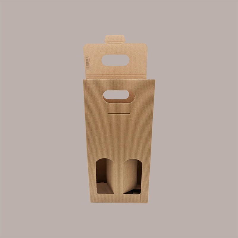 Scatola Astuccio Porta 2 Bottiglie Olio Vino 750 ml in Cartoncino Onda Avana 180x90H390mm 10 pezzi [3838fd47]
