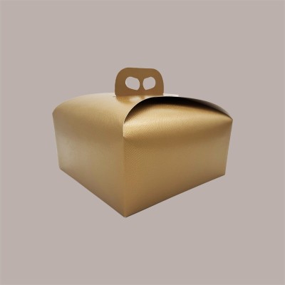 Scatola Porta Panettone Basso da 1 Kg in Cartoncino grafica Skin Oro 245x245H130mm 10 pezzi [3c702546]