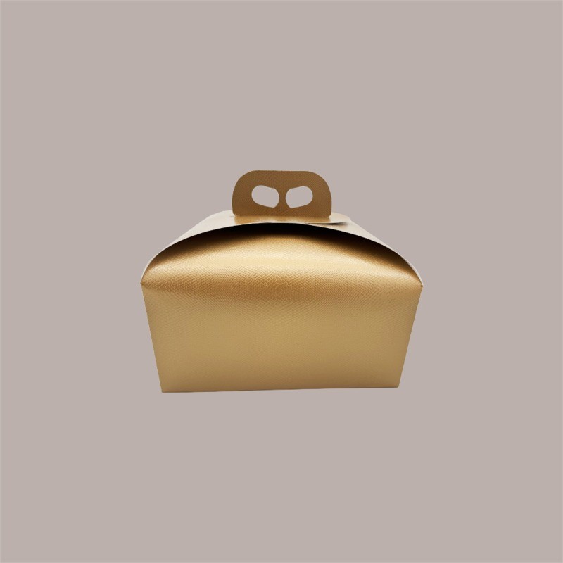 Scatola per Confezione Regalo Porta Panettone Basso da 1 Kg in Cartoncino grafica Skin Oro 245x245H130mm 10 pezzi [8b6de442]