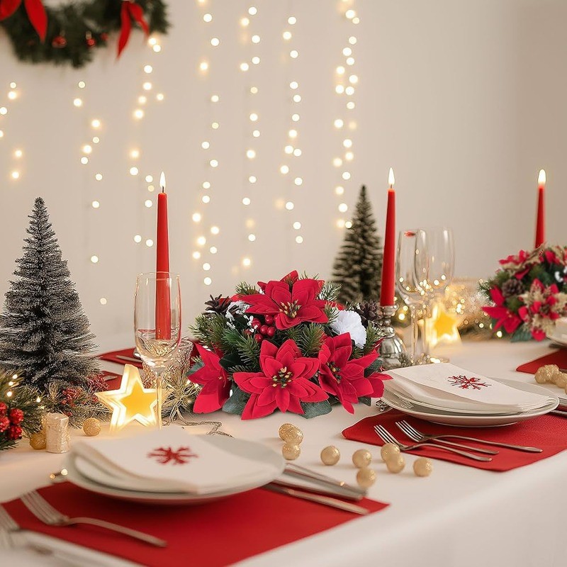Decorazione Natalizia Colore Oro con Aghi e Bacche Oro Artificiali 6 pezzi [dcdfefd3]