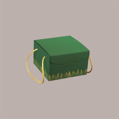 Scatola Segreto Porta Panettone Grafica Green Forest con Cordini 245x245H150 mm 5 Pezzi [bd68fe8d]