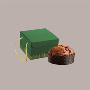 Scatola Segreto Porta Panettone Grafica Green Forest con Cordini 245x245H150 mm 5 Pezzi