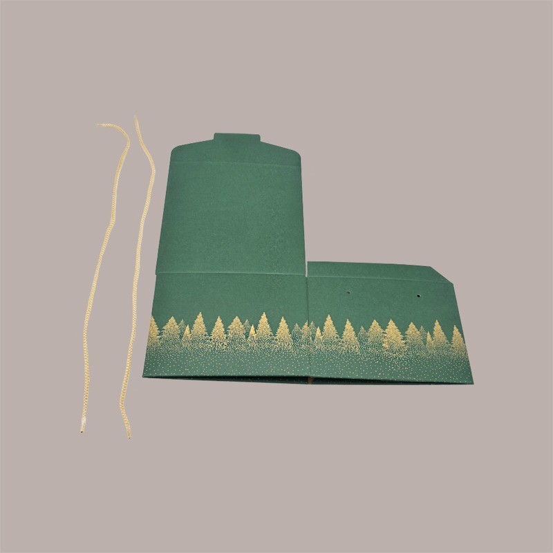 Scatola Segreto Porta Panettone Grafica Green Forest con Cordini 245x245H150 mm 5 Pezzi [40b8e621]