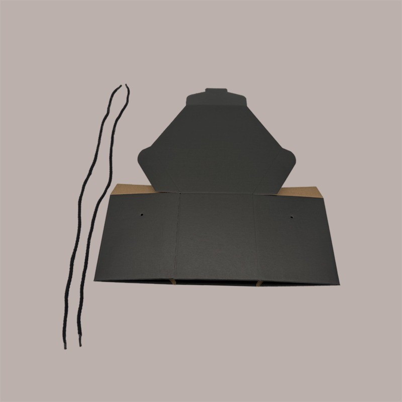 Scatola Segreto Porta Panettone Esagonale Grafica Seta Nero con Cordini 245x245H180 mm 5 pezzi [5a86e92e]