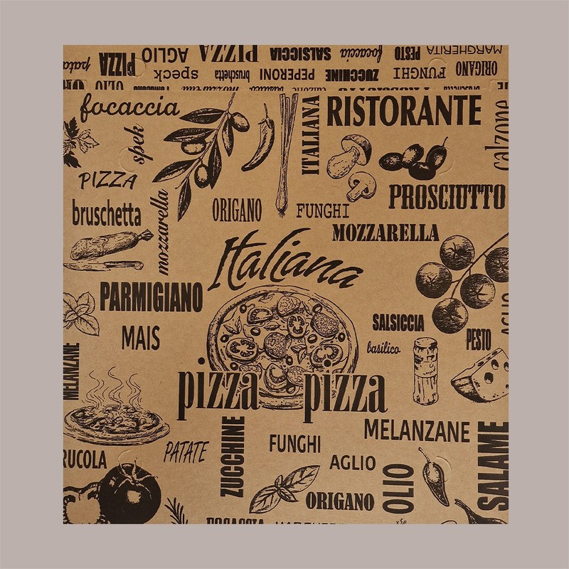 Scatola Carta Avana Naturale Vintage Asporto PIZZA 33x33H3 cm 100 pezzi [10e23947]
