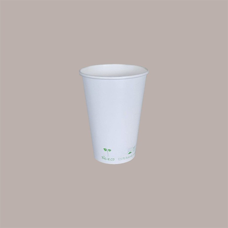 100 Pz Bicchiere Bibita Carta Bianco Biodegradabile Compost 420cc [a1ab957f]
