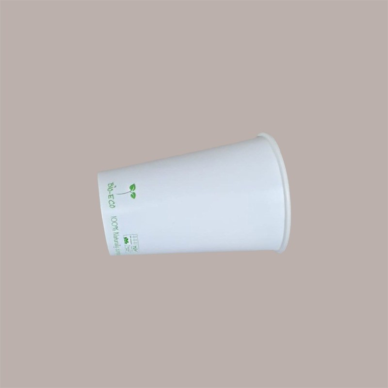100 Pz Bicchiere Bibita Carta Bianco Biodegradabile Compost 420cc [788dd672]