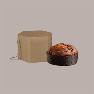 Scatola Segreto Porta Panettone Esagonale Avana con Cordini 245x245H180 mm 5 pezzi