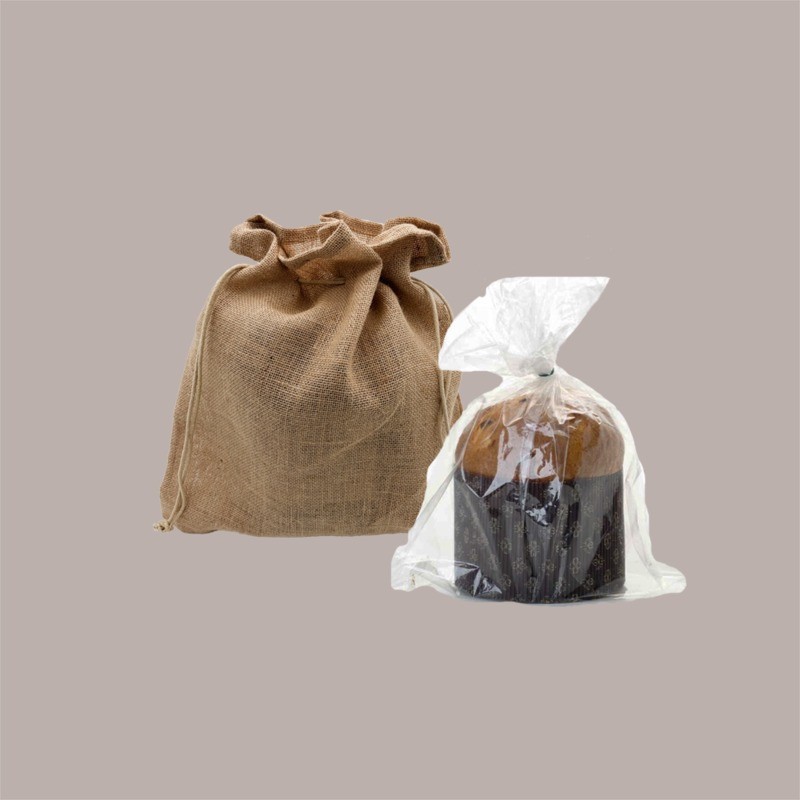 Sacco Porta Panettone in Juta chiusura con Laccio 37xH40 cm 10 pezzi [6e097773]