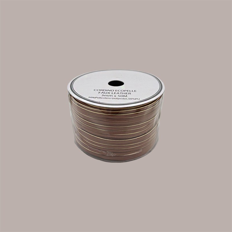 Cordino in Ecopelle Finta Pelle Cioccolato e Oro per Confezioni Regalo 3 mmx50 mt 2 Pezzi [cf9f540f]
