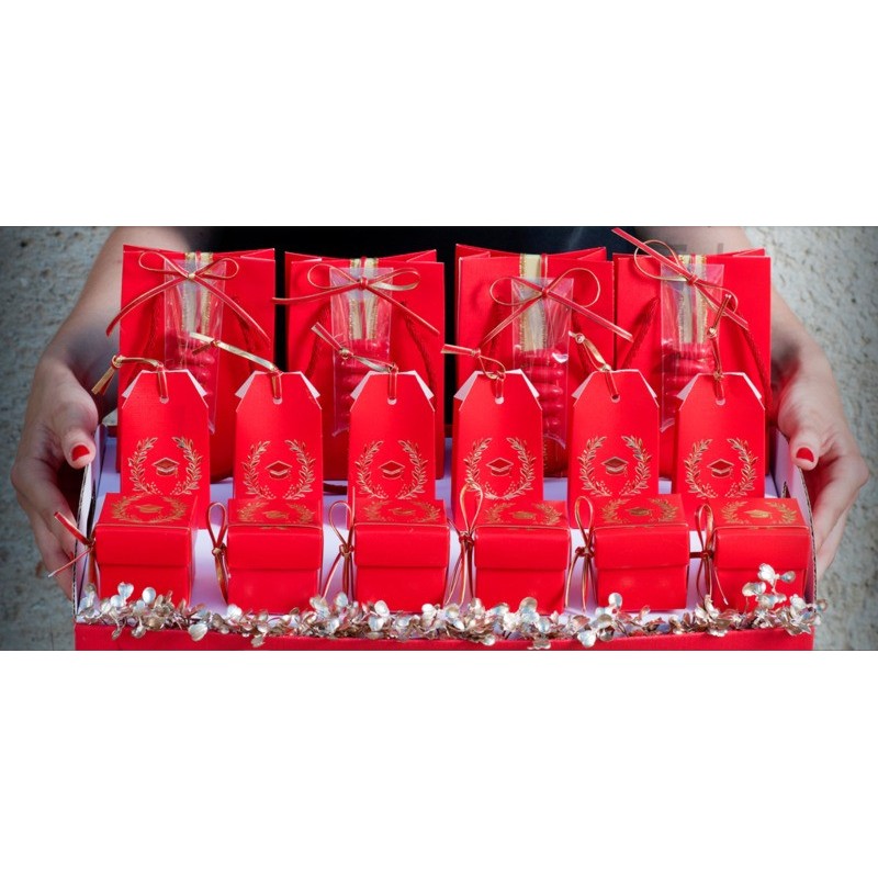 Cordino in Ecopelle Finta Pelle Rosso e Oro per Confezioni Regalo 3 mmx50 mt 2 Pezzi [9115cf03]