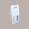 10 Pz Scatola Astuccio Porta 2 Bottiglie 750 ml Olio Vino in Cartoncino Bianco grafica effetto pelle 180x90H385mm [43833612]