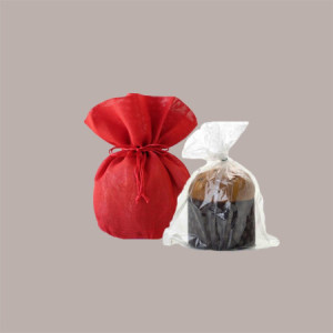 Sacco Porta Panettone in Tessuto Canvas Rosso 33 cm 10 Pezzi