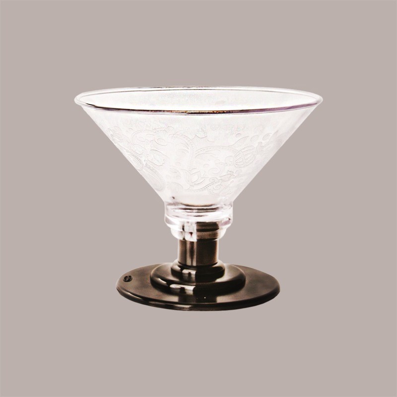 Coppa EIS Riutilizzabile in Plexiglass Trasparente con Base Nera, Ideale per Gelato, 600 cc [a9b4a293]