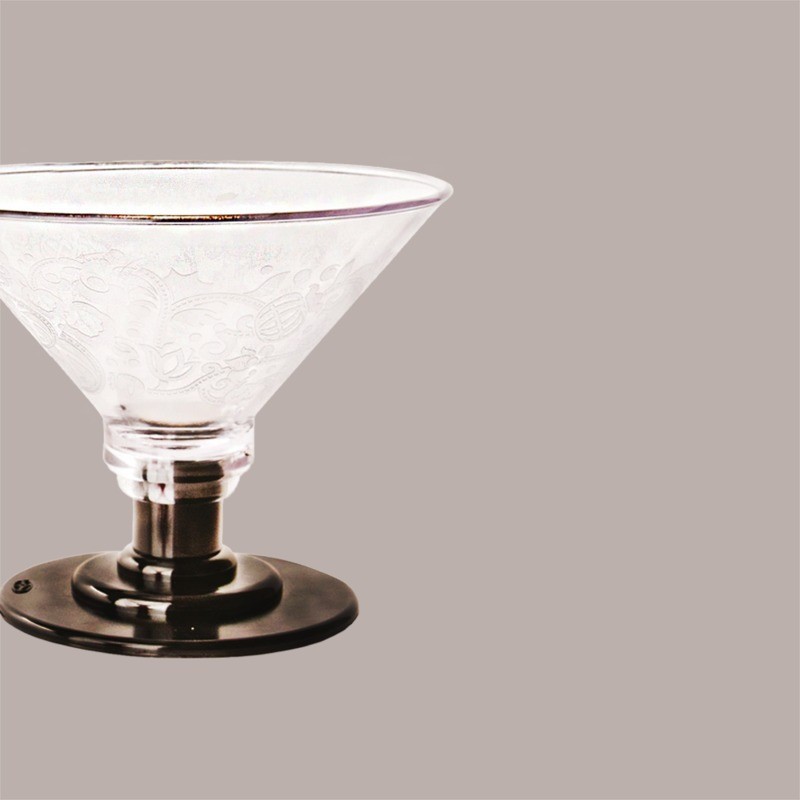 Coppa EIS Riutilizzabile in Plexiglass Trasparente con Base Nera, Ideale per Gelato, 600 cc [c78f209a]