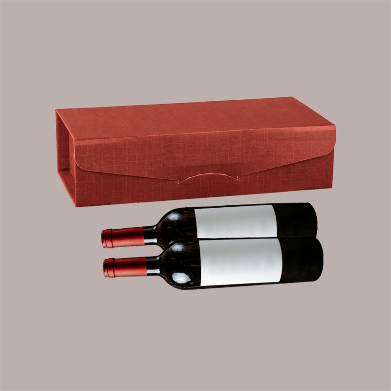 Scatola Gift Lusso Porta 2 Bottiglie Seta Bordeaux 340x180x90 mm 10 pezzi [8072d984]