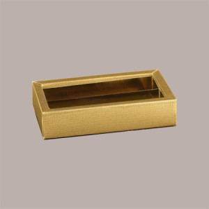Scatola Porta Cioccolatini e Prodotti Dolciari in Fibra Oro con Fascia 145x145H35 mm 10 Pezzi [32aa1895]
