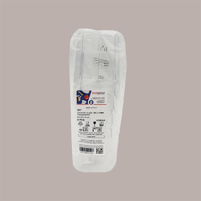 Bicchiere Cocktail 250 cc SMMA Trasparente 5 pezzi [584c7304]