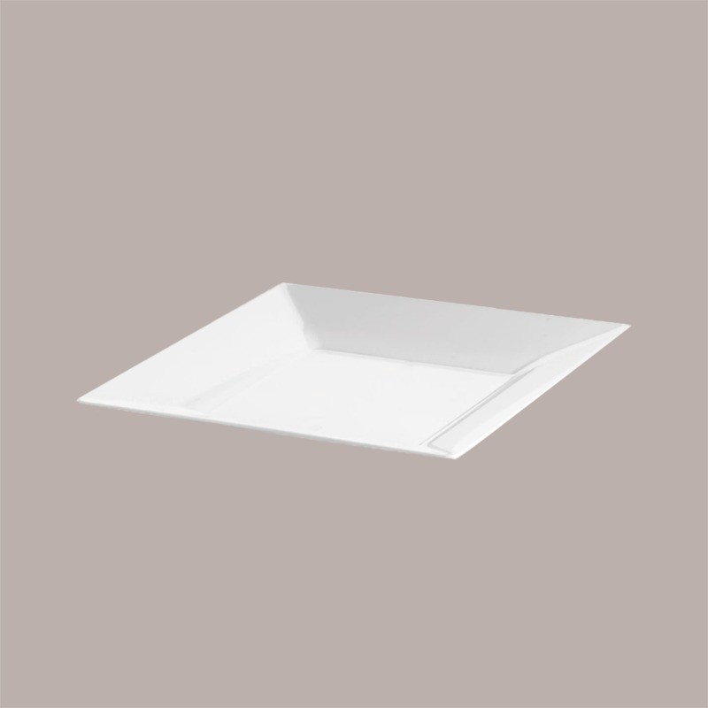 Piatto Spigolo Riutilizzabile PS Polistirene Bianco 27x27 cm 25 Pezzi [6a251bf8]