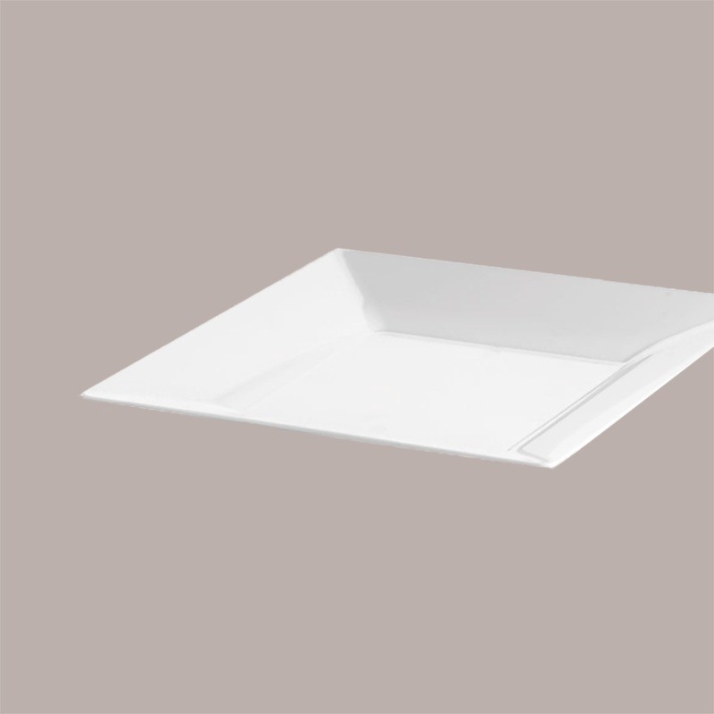 Piatto Spigolo Riutilizzabile PS Polistirene Bianco 27x27 cm 25 Pezzi [041e99f1]