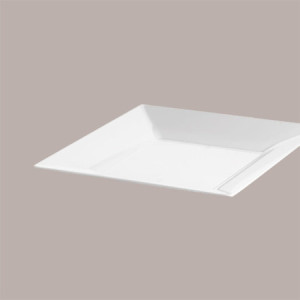 Piatto Spigolo Riutilizzabile PS Polistirene Bianco 27x27 cm 25 Pezzi [014edeef]