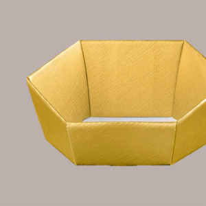 Cesto Vassoio Esagonale Fibra Oro per Cesti Regalo 380x300 H100 mm 5 Pezzi [b384f42d]