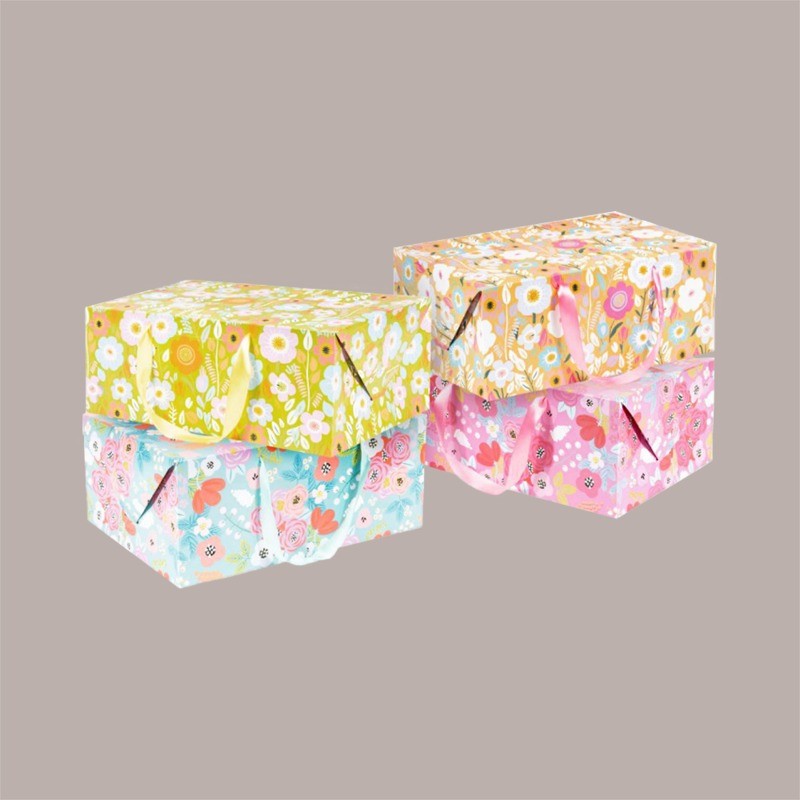 Bag Box Elegante Porta Colomba Grafica a Fiori Mix di Colori 33,50x23,50x14 cm 12 pezzi [e405221d]