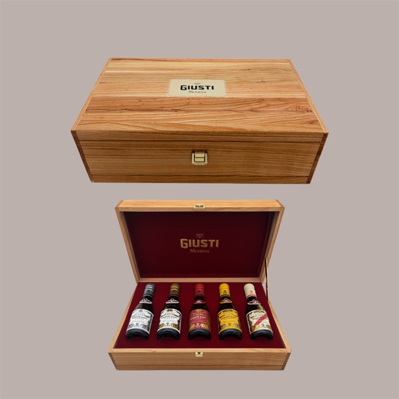 Cofanetto Regalo in Legno Set 5 Bottiglie Aceto Balsamico Giusti 100 ml [e2d42915]