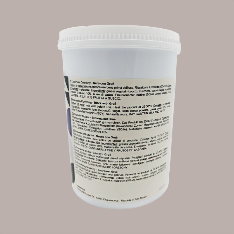 Copertura Crunchy Nero con Gruè Ideale per Stecco Biscotto Gelato Stickaway Leagel 1,2 Kg [33fd7ccb]