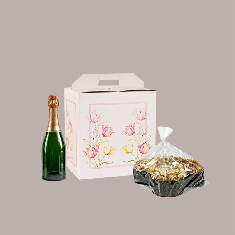 Scatola Confezione Regalo Porta Dolce e Porta Colomba Grafica con Tulipani 330x250x350 mm 10 Pezzi [ef1e3fd3]