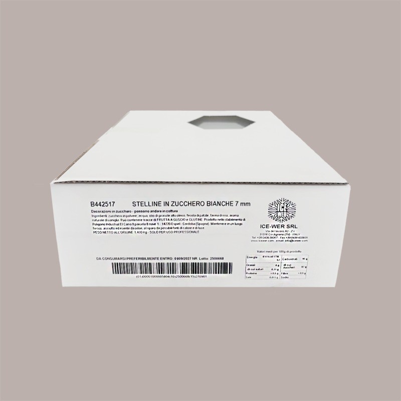 Stelline di Zucchero Bianche Krokkali per Decorazione Dolci Icewer 7 mm 1,4 Kg [6ae36342]