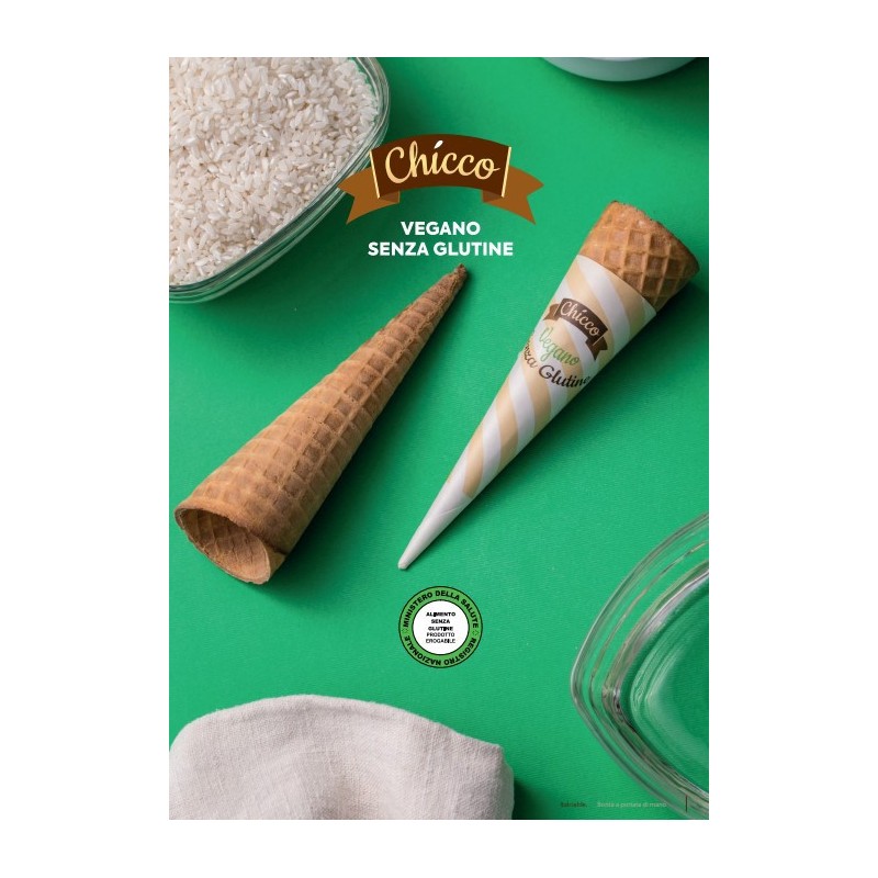 Dischetto in Cialda per Gelato Rondò Chicco Senza Glutine con Farina di Riso Dm65mm Italcialde 1000 Pezzi [2ed4fef1]