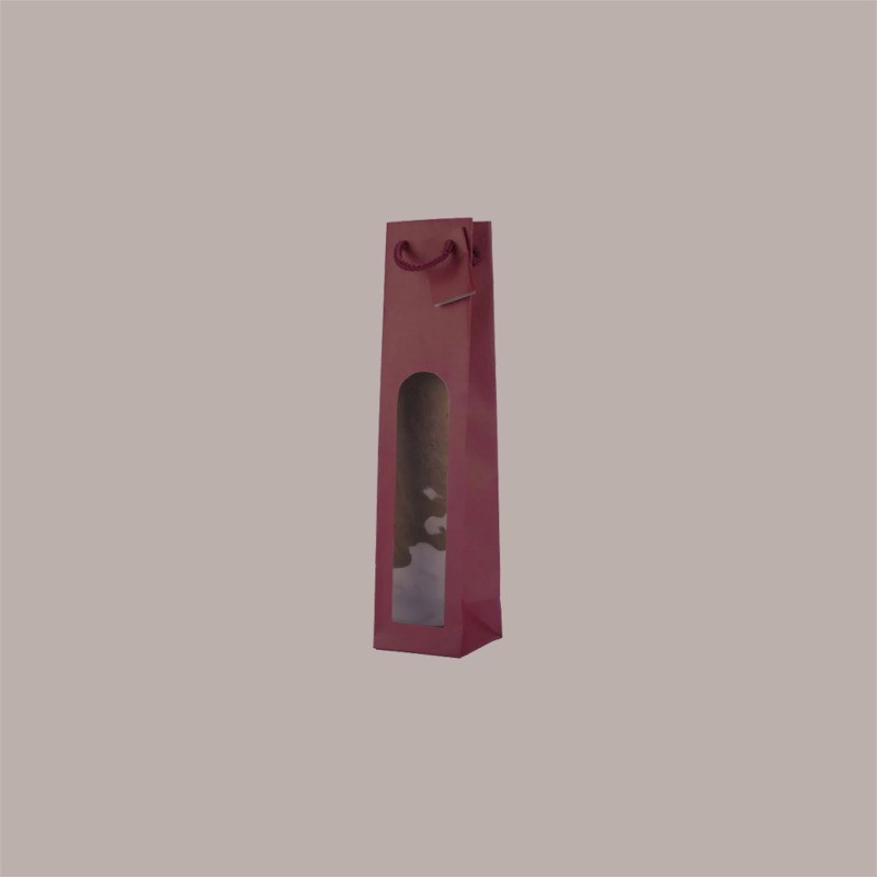 Shopper Busta in Carta per Bottiglie 250/500 ml  di Olio e Liquori Bordeaux Edition con Finestra 7,2+6,8x31 cm 20 Pez [194bced9]