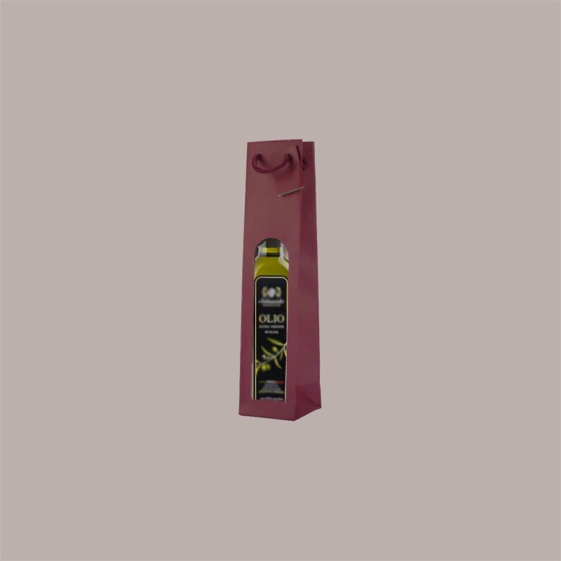 Shopper Busta in Carta per Bottiglie 250/500 ml  di Olio e Liquori Bordeaux Edition con Finestra 7,2+6,8x31 cm 20 Pez [c06d8dd4]