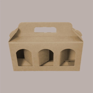 Scatola Astuccio Porta 3 Vasetti Salse Creme in Cartoncino Avana 250x80H120mm 10 Pezzi [ff72005b]