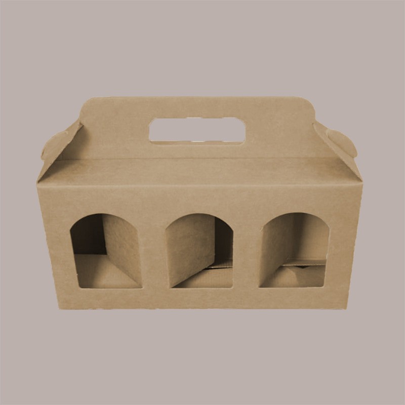 Scatola Astuccio Porta 3 Vasetti Salse Creme in Cartoncino Avana 250x80H120mm 10 Pezzi [ff72005b]