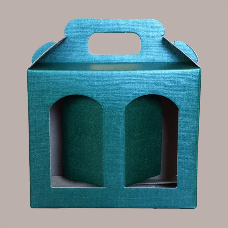 Scatola Astuccio Porta 2 Vasetti Salse Creme in Cartoncino Seta Verde 170x80H150mm 10 Pezzi [1ac6edc1]