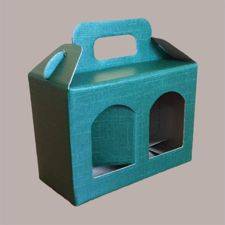 Scatola Astuccio Porta 2 Vasetti Salse Creme in Cartoncino Seta Verde 170x80H120mm 10 Pezzi [4c4d39af]