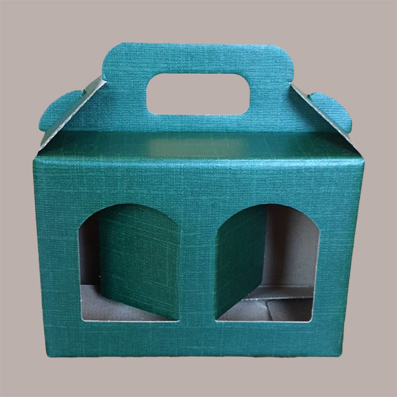 Scatola Astuccio Porta 2 Vasetti Salse Creme in Cartoncino Seta Verde 170x80H120mm 10 Pezzi [956b7aa2]