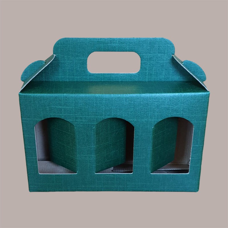 Scatola Astuccio Porta 3 Vasetti Salse Creme in Cartoncino Seta Verde 190x60H120mm 10 Pezzi [1c9e13a0]