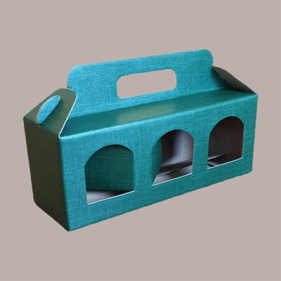 Scatola Astuccio Porta 3 Vasetti Salse Creme in Cartoncino Seta Verde 250x80H90mm 10 Pezzi [50ff5ba8]