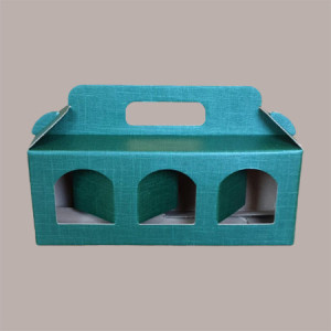 Scatola Astuccio Porta 3 Vasetti Salse Creme in Cartoncino Seta Verde 250x80H120mm 10 Pezzi
