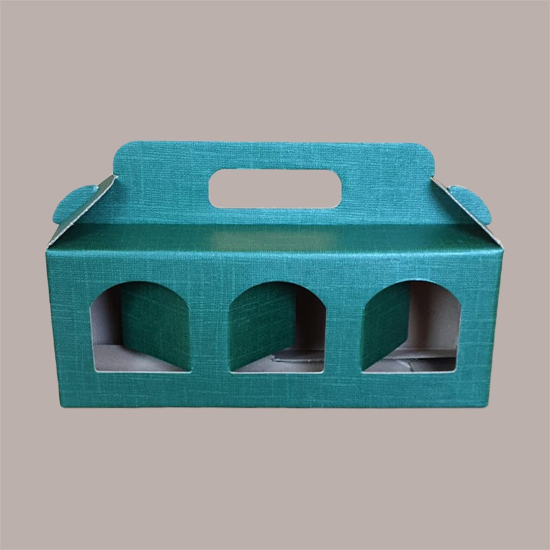 Scatola Astuccio Porta 3 Vasetti Salse Creme in Cartoncino Seta Verde 250x80H120mm 10 Pezzi [0e75c0a4]