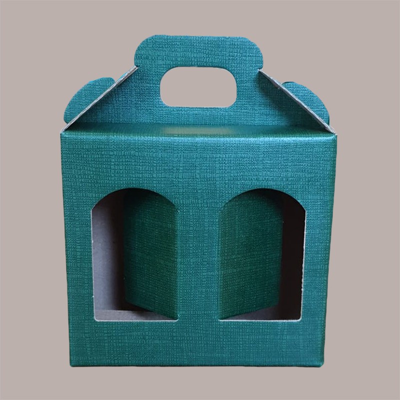 Scatola Astuccio Porta 2 Vasetti Salse Creme in Cartoncino Seta Verde 130x60H120mm 10 Pezzi [8780a9a6]
