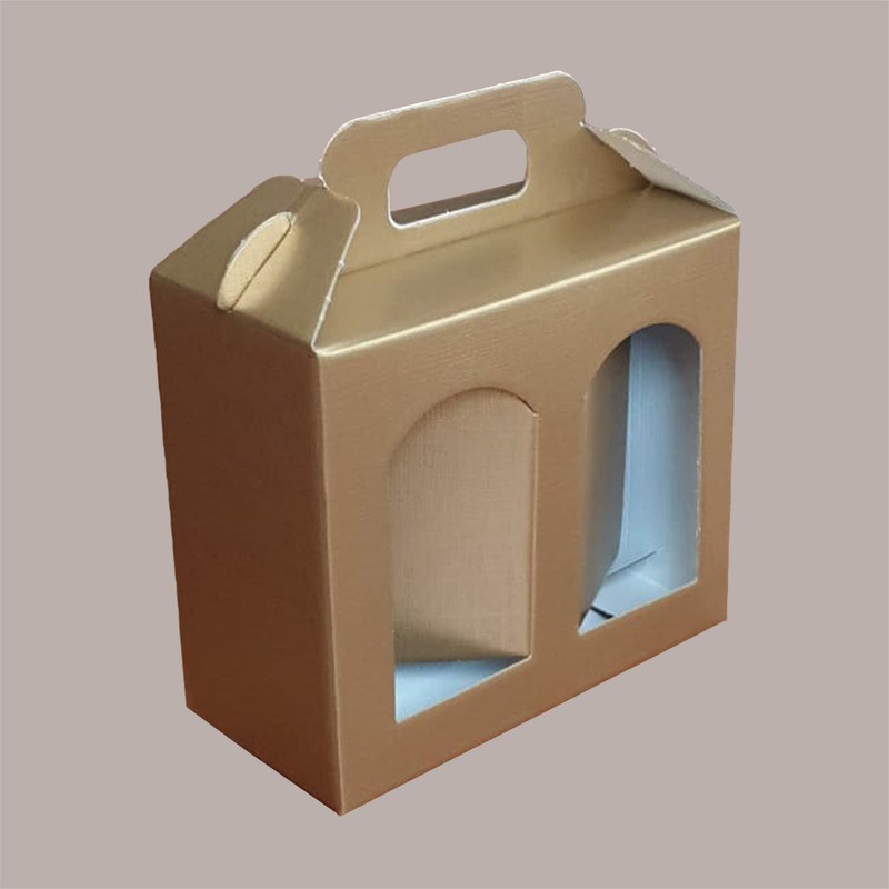 Scatola Astuccio Porta 2 Vasetti Salse Creme in Cartoncino Seta Oro 170x80H120mm 10 Pezzi [bfc5f785]
