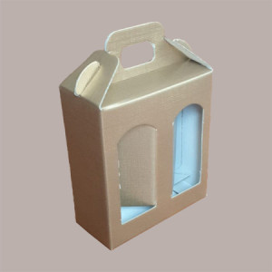Scatola Astuccio Porta 2 Vasetti Salse Creme in Cartoncino Seta Oro 130x60H150mm 10 Pezzi
